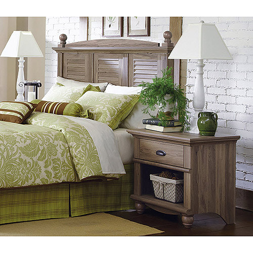 Sauder Harbor View Headboard And Nightstand Set Salt Oak Walmart Com Walmart Com