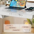 thumbnail image 5 of Homall 48" x 24" Glass Top Electric Standing Desk with Drawer, Height Adjustable Desk with Phone Stand & Charging Ports, Sit Stand up for Home Office,White, 5 of 8