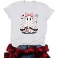 thumbnail image 5 of VKOYWKM Fall Halloween Tee Shirts for Women Spooky Ghost Graphic Tees Party Top Short Sleeve Loose Fit Crew Neck Holiday T-Shirt, 5 of 6