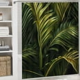 thumbnail image 6 of Orinice Tropical Palm Leaf Shower Curtain Dark Green Golden Banana Leaves Bathroom Tropical Jungle Palm Tree Hawaiian Bathroom Decor Set with12 Hooks 60x72, 6 of 7