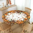 thumbnail image 2 of Fall Round Fitted Tablecloth with Elastic Edge,Water-Resistant Orange Autumn Pumpkin Leaf Buffalo Plaid Table Cover for 40-44" Found Tables Thanksgiving Harvest Table Cloth for Dinner,Outdoor,Patio, 2 of 4
