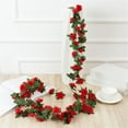 thumbnail image 2 of Artificial Rose Garland, 94.49inch Faux Hanging Rose Vine with Green Leaves, Fake Flower Garland in Champagne Orange, Floral Vines for Wedding Arch, Home Wall Decor, Indoor Outdoor, 2 of 8