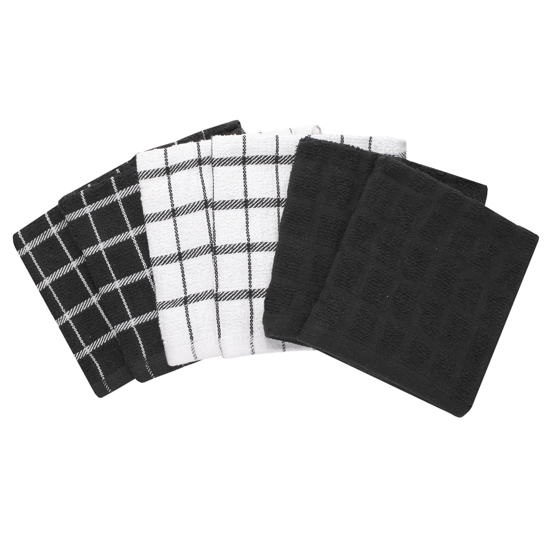 RITZ Terry Cotton Dish Cloth Set, 6-Pack, Black, 12' x 12'