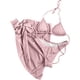 thumbnail image 2 of Trajes de baño Amzcrzy Tankini para mujer, trajes de baño, bikini de color sólido para mujer, sin espalda, con cordón ajustable, traje de baño dividido, conjunto de tres piezas, rosa, S, 2 of 5