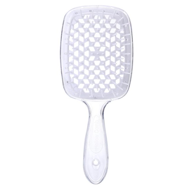 Peine de malla hueca transparente, cepillo de masaje para cuero cabelludo de doble uso húmedo y seco (blanco) Tmvgtek cuidado belleza