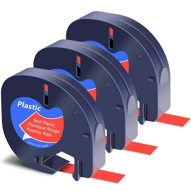 GREENCYCLE 3PK Compatible for DYMO LetraTag Refills 91333 12mm Black on Red Plastic Label Maker Tape
