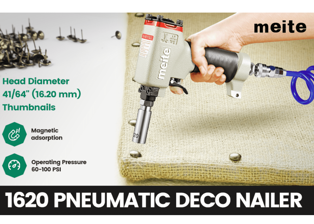 MEITE DECO-1620 Pneumatic Upholstery Tacks Nail Gun 41/64" Head Diameter Air Deco Nailer