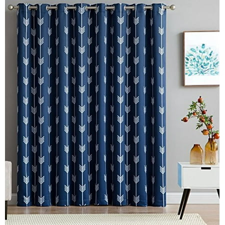 Hlc Me Arrow Print Thermal Grommet Top Blackout Patio Door Curtain Panel Extra Wide Windows 100 W X 84 L Single Panel