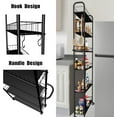 thumbnail image 4 of in Slim Rolling Storage Cart Mobile Shelving Unit with Wheels Metal Wire Storage Shelving Rack with Baskets for Kitchen Bathroom Office Laundry Narrow Piaces, 4 of 9