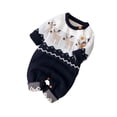 thumbnail image 3 of Seyurigaoka Seyurigaoka Infant Christmas Romper Baby Knit Long Sleeve Elk Printed Jumpsuit for Boys Girls Red/ Dark Blue, 3 of 9