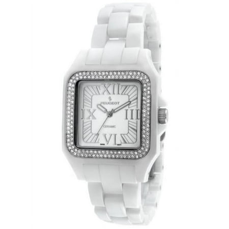 Women's PS4897WT Swiss Ceramic Swarovski Crystal White Dial Watch
