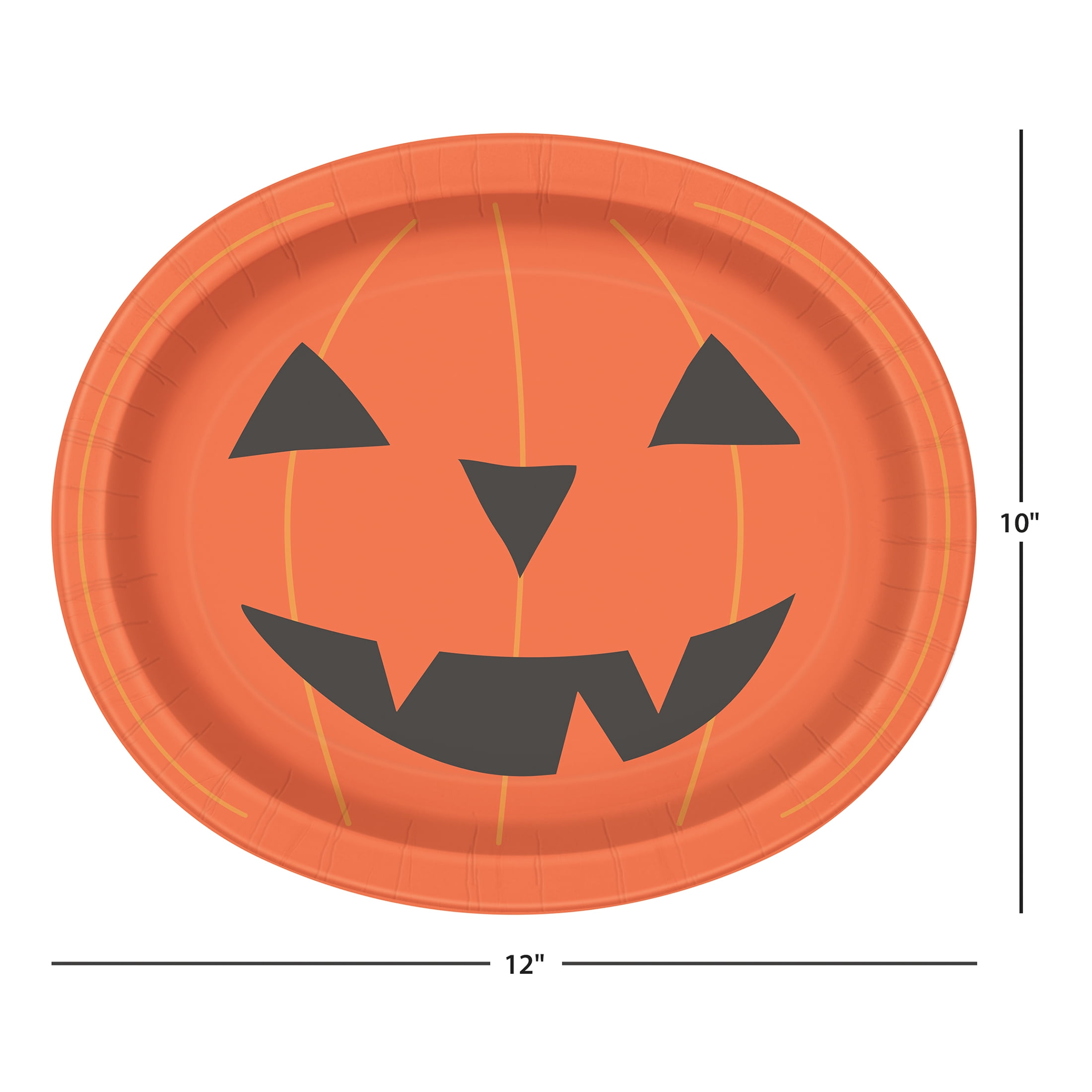 8 Count12 x 10IN Smiling Pumpkin Oval Plate by Way to Celebrate