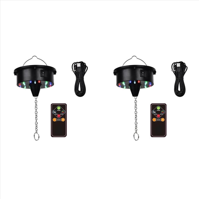 2X Luces de Motor de Bola de Discoteca Giratoria con Control Remoto, 18 LED para Rotador de Bola de Espejo de 12 16 20 24 Pulgadas (Bola No Incluida)