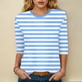 thumbnail image 2 of Dmsael Womens Fall Clothes Women's Crew Neck Long Sleeve Shirts Basic Loose Fit Layering Tops Sky Blue,M, 2 of 5