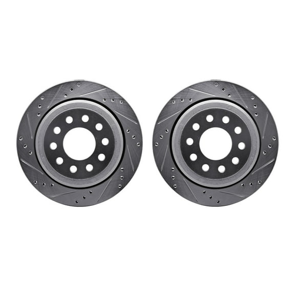 Dynamic Friction Company Rear Brake Rotors-Drilled and Slotted-Silver 7002-55009