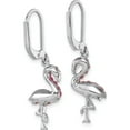 thumbnail image 4 of Sterling Silver Luxury, Opulent Black 58 2 Rhodium-Plated Polished Pink Crystal Flamingo Leverback Earrings, 4 of 5