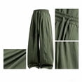 thumbnail image 4 of Iyufng Cotton Linen Wide Leg Pants for Men Casual Summer Loose Trousers with Drawstring and Pockets, 4 of 6