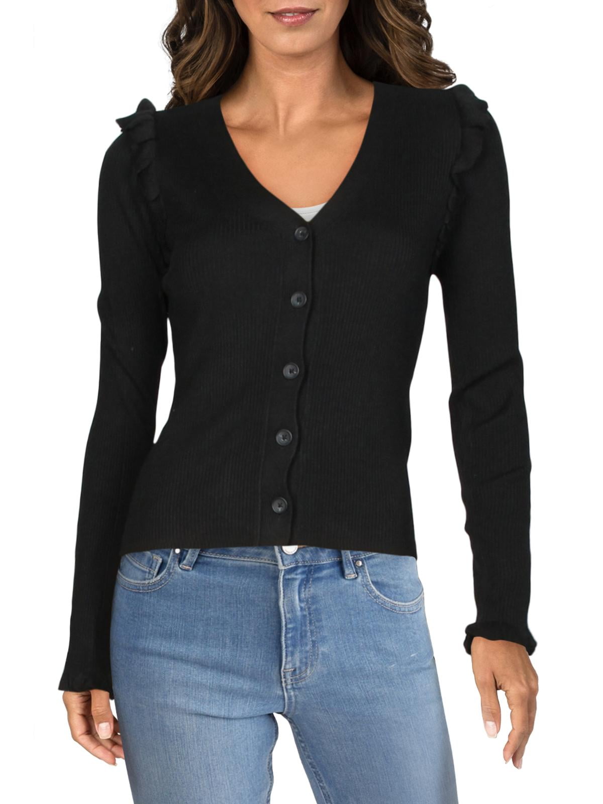 INC Womens Button Up Ruffled Cardigan 