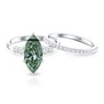 thumbnail image 5 of Rosec Jewels 3 Carat Lab Grown Green Diamond Marquise Engagement Ring with Band - IGI Certified - VS1 Grade Diamond Wedding Ring Set, 14K White Gold, US 5.00, 5 of 9