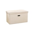 thumbnail image 2 of Reposapiés plegable con almacenamiento perfecl otomano acolchado beige, 2 of 8