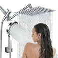thumbnail image 3 of "Shower Head Combo 10Inch High Pressure Rain Shower Head with 11 Inch Adjustable Extension Arm and 3 Settings Handheld Shower Head Combo with Long Hose ", 3 of 21
