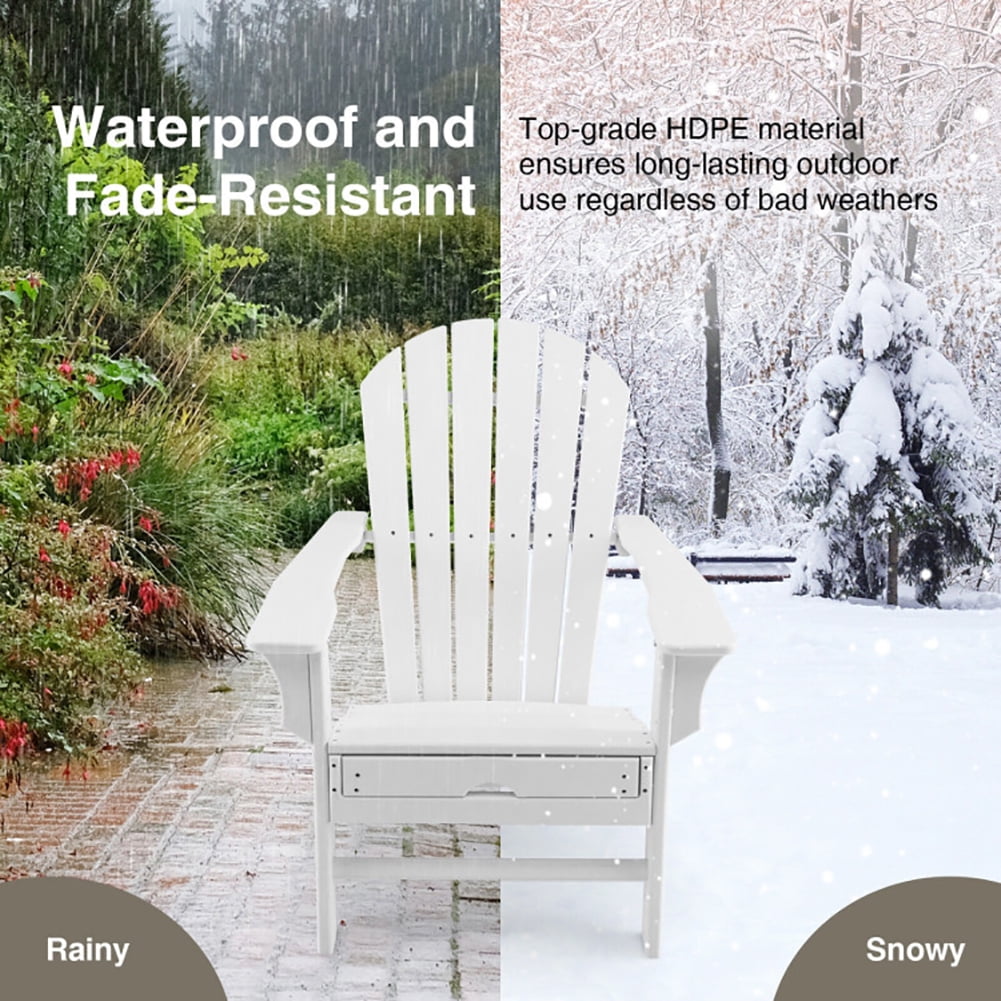 Aimee Lii Patio HDPE Chair with Retractable Ottoman, Outdoor Patio Furniture, White Aimee Lii Patio HDPE Chair with Retractable Ottoman, Outdoor Patio Furniture, White