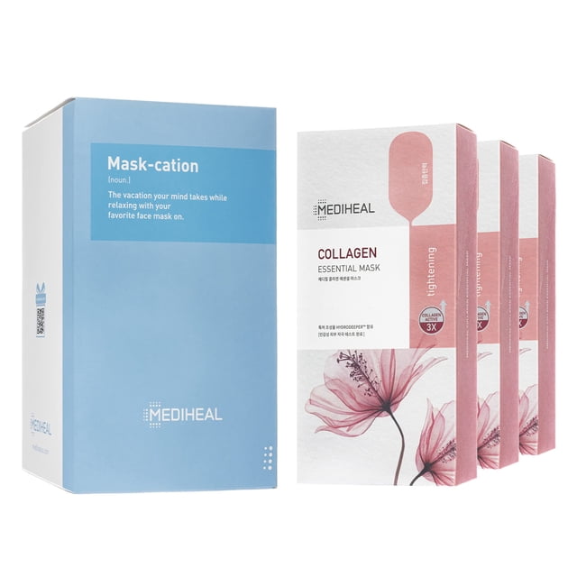 Mascarilla en láminas Mediheal Collagen Essential Reafirmante y Reafirmante x30