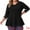 Black, variant on DARING DIVA Women's Plus Waffle Knit Tops V Neck Lace Patchwork Blouse 1X Black