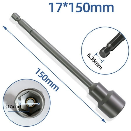 

150mm Long 6mm-19mm Hexagon Nut Driver Drill Bit Socket Wrench Extension Sleeve