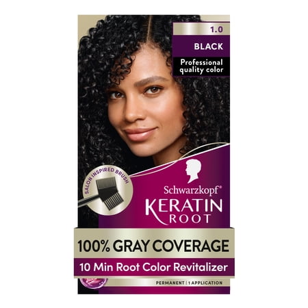 Schwarzkopf Keratin Color Root Permanent Hair Color Kit, Black, 1 Use