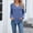 Blue, variant on Women's Tops Plus Size 2X Solid Color Blouses Long Sleeved V-Neck Pullover Casual Fashion Top