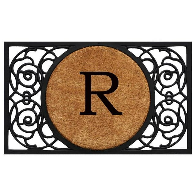 Calloway Mills 180032236R 22 x 36 in. Armada Circle Monogram Rectangular Doormat, Natural & Black - Letter R
