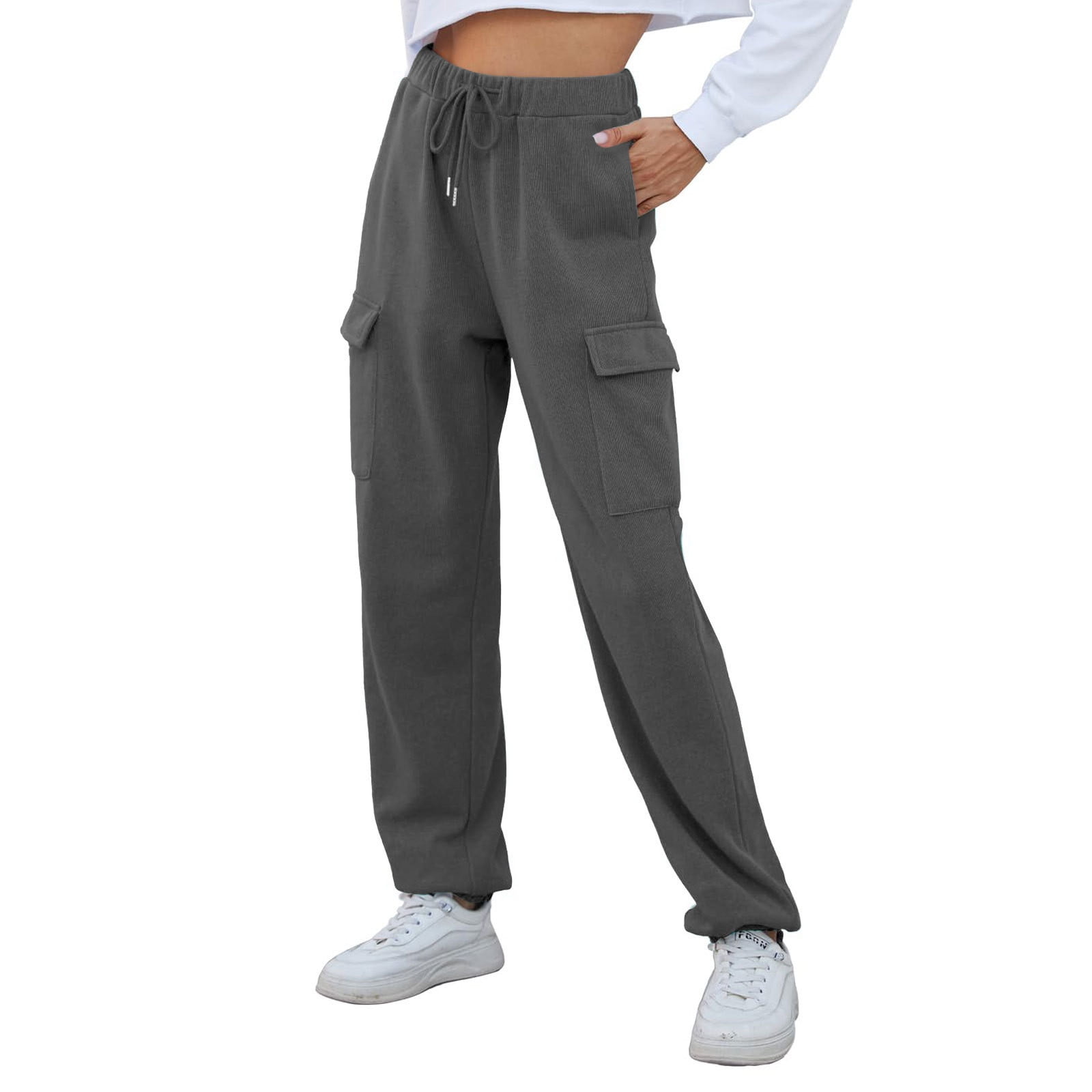 cfhntfmh Cargo Sweatpants for Women High Waisted Drawstring Hiking