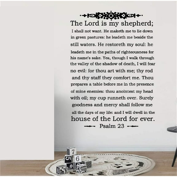 Vinyl Wall Sticker Mural Bible Letter Quotes Wall Art Sticker The Lord is My Shepherd Wall Decal Psalm 23 for Living Room Bedroom Home Decor