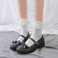 thumbnail image 4 of Calcetines tobilleros de algodón japoneses para mujeres y niñas, medias de uniforme de Color liso, estilo Harajuku, Lolita, Kawaii, con volantes y volantes, 4 of 5