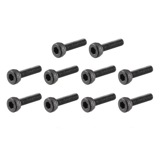Tornillos de cabeza hexagonal de acero aleado M2x8mm, 50 piezas, color negro