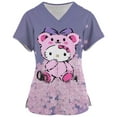 thumbnail image 1 of Scrub Top Women Short Sleeve V-neck Tops Nurse Uniform Hello Kitty Print Working Blouse Ladies T-shirts uniforme enfermera mujer, 1 of 7