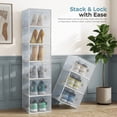 thumbnail image 2 of EDX 15-Pack Stackable Clear Shoe Box Organizer, Plastic Storage Bins for Closet Hallway & Bedroom, Ventilated & Stackable Shoe Storage Container Set Holds Shoes up to US Size 11, White, 2 of 7