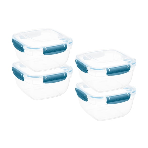Superio Lock and Fresh Airtight Food Storage Containers with Lids for Kitchen Pantry Organization , BPA Free, Lunch, and Meal Prep Plastic Containers, 80 oz. Square Sealed Container, Blue, 4 pack