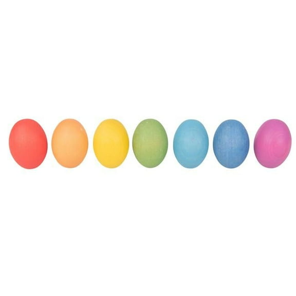 2.6 in. Rainbow Wooden EggsWooden Toys for Babies & Toddlers, Assorted Color - Set of 7