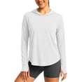 thumbnail image 2 of Miluxas Women's UPF 50+ Sun Protection Hoodie Lightweight UV Protection Long Sleeve Shirts with Thumb Holes for Hiking Fishing Outdoor Activities White, 2 of 5