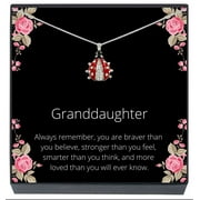 SheridanStar Granddaughter Red Ladybug Pendant Necklace on Inspirational Message Jewelry Gift Card for Kids, Girls, Teens