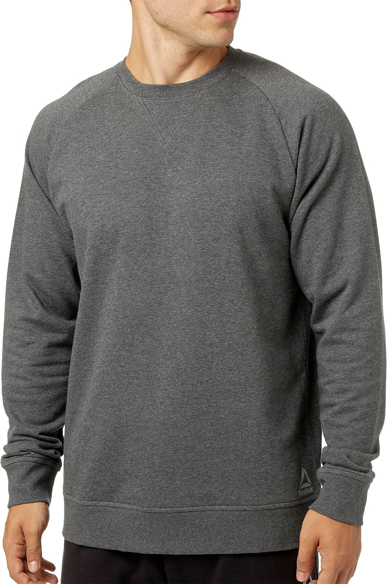 reebok men's heather cotton fleece heather crewneck sweatshirt