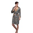 thumbnail image 1 of Bata de hombre tipo kimono, albornoz, bata de satén larga para dormir, cárdigan, pijama japonés, ropa de dormir con cuello en V y bolsillos y cinturón, 1 of 5