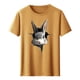 thumbnail image 3 of Tops de Cuello Alto para las Mujeres Amante Impreso Camiseta Cuello Redondo Manga Corta, Poliéster Spandex, 3 of 7