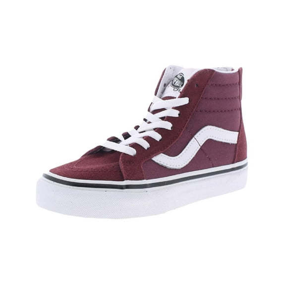 Vans Girls Sk8-Hi Suede Logo Skateboarding Shoes Red 12 Medium (B,M) Little Kid