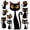 Black White, variant on jejeloiu Coffee Cat Pattern Twin Sheet Sets Kids,Kawaii Kittens Bedding,3-Piece