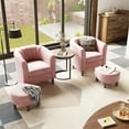 thumbnail image 6 of Linsy Home Pink Velvet Armchair with Ottoman, Chair: 25.60"D x 27.40"W x 26.80"H, Ottoman: 17.7"D x, 6 of 8
