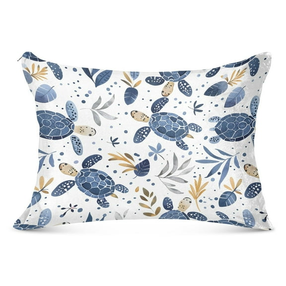 Turtle with Seaweed Plush Pillow Cases Standard Size Ultra Soft Warm Pillowcases with Zipper 20"x26"