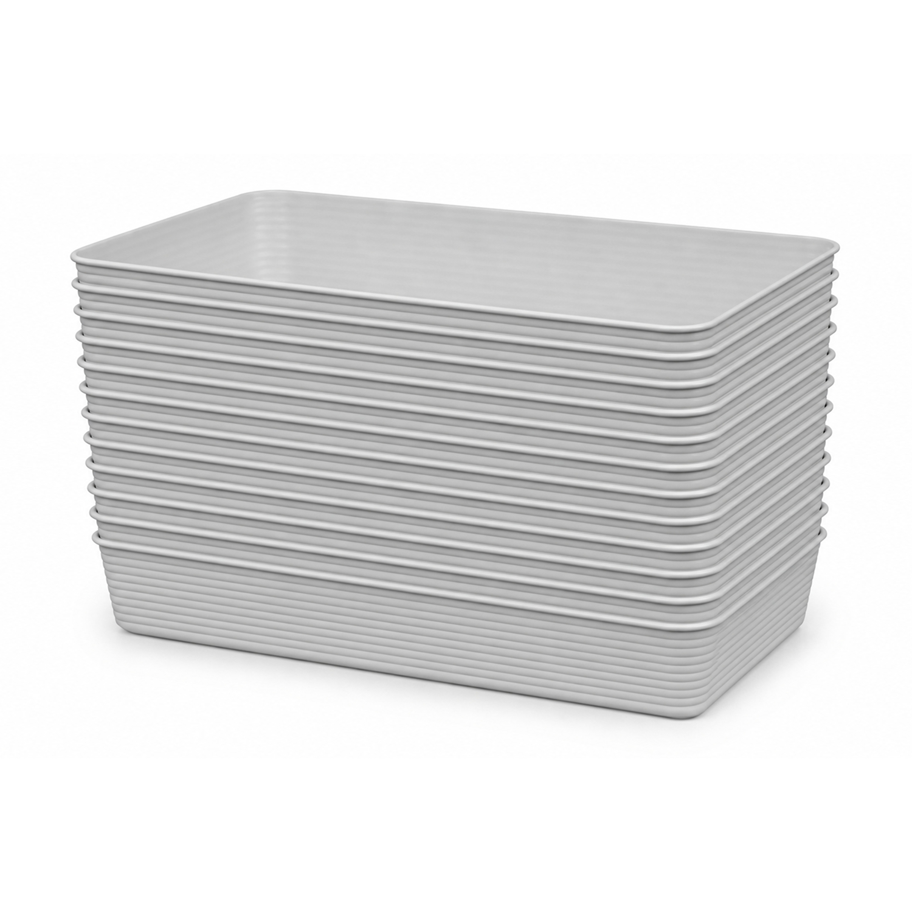 Whitmor Alloy Gray Extra Large Storage Trays, 12 Pack